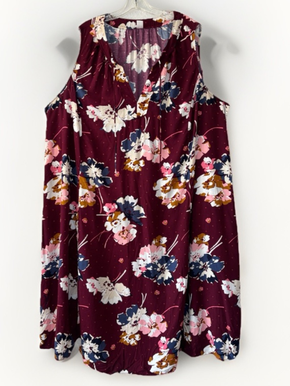 Old Navy Women's Floral Burgundy Sleeveless Dress Size 4X V-Neck Midi Resortwear